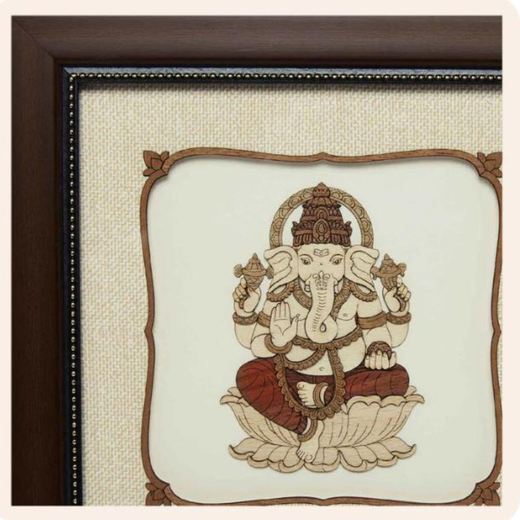 Ganpati Wood Art Frame 8 in x 8 in