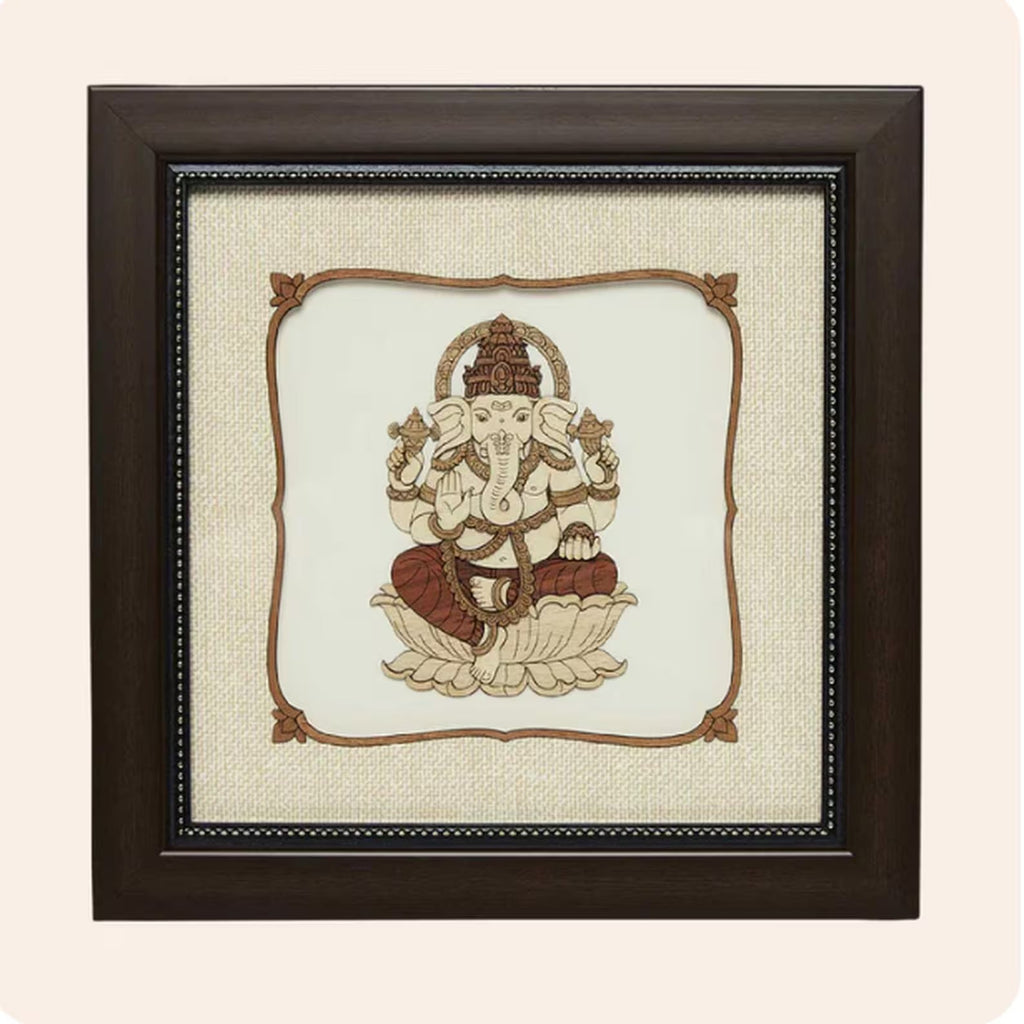 Ganpati Wood Art Frame 8 in x 8 in
