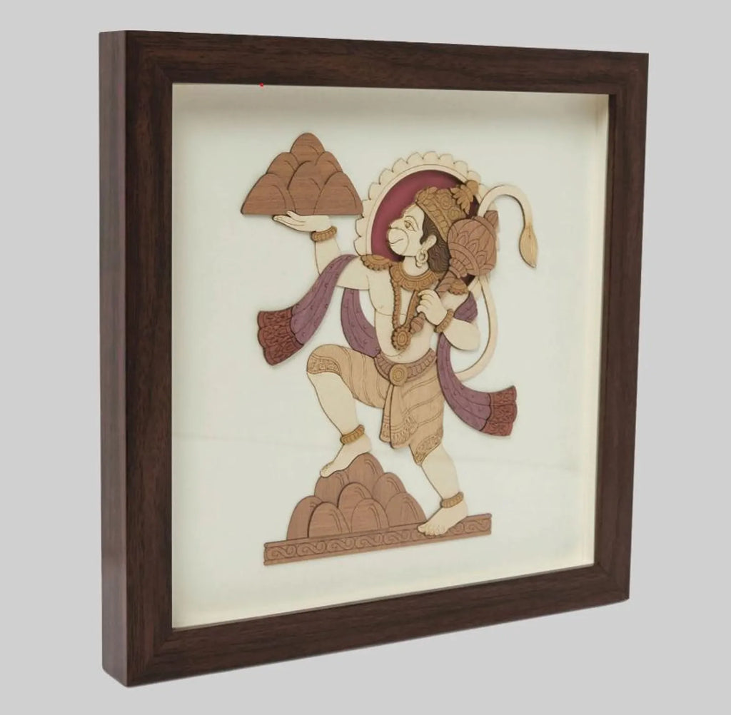 Hanuman Wooden Art Frame â€“ 10 x 10 Inches
