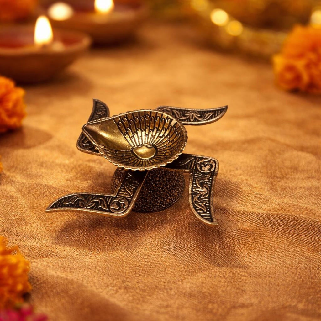 1.5 Inch Swastika Oil Lamp for Pooja & Vastu