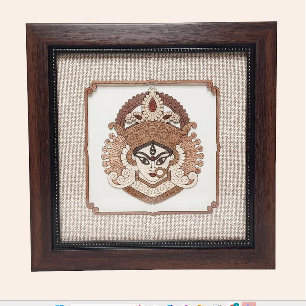 Durga Wood Art Frame – 8 x 8 Inches
