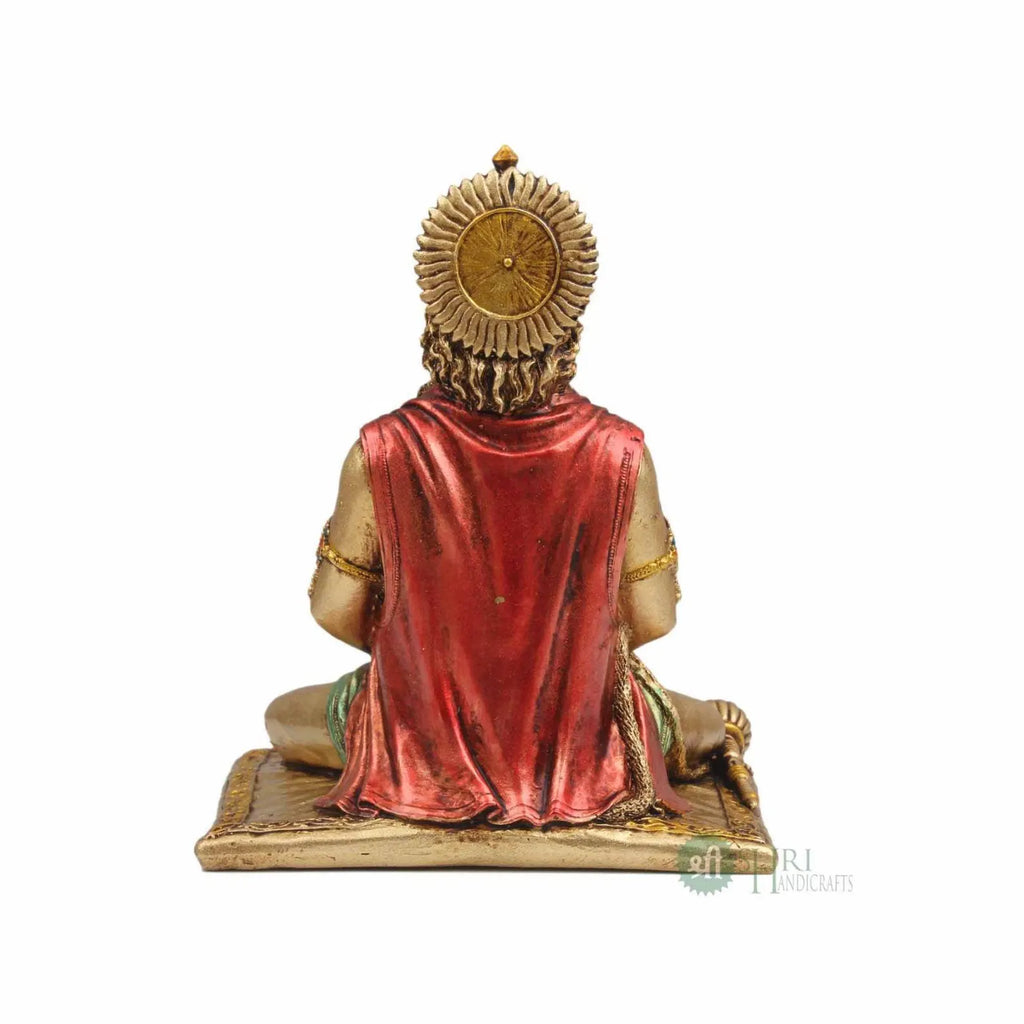 Resin Meditating Lord Hanuman Idol with Copper Finish â€“ 8 Inch Hanuman Statue