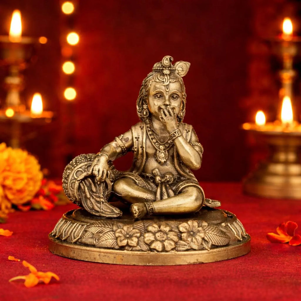 3 Inch Brass Makhan Chor Idol