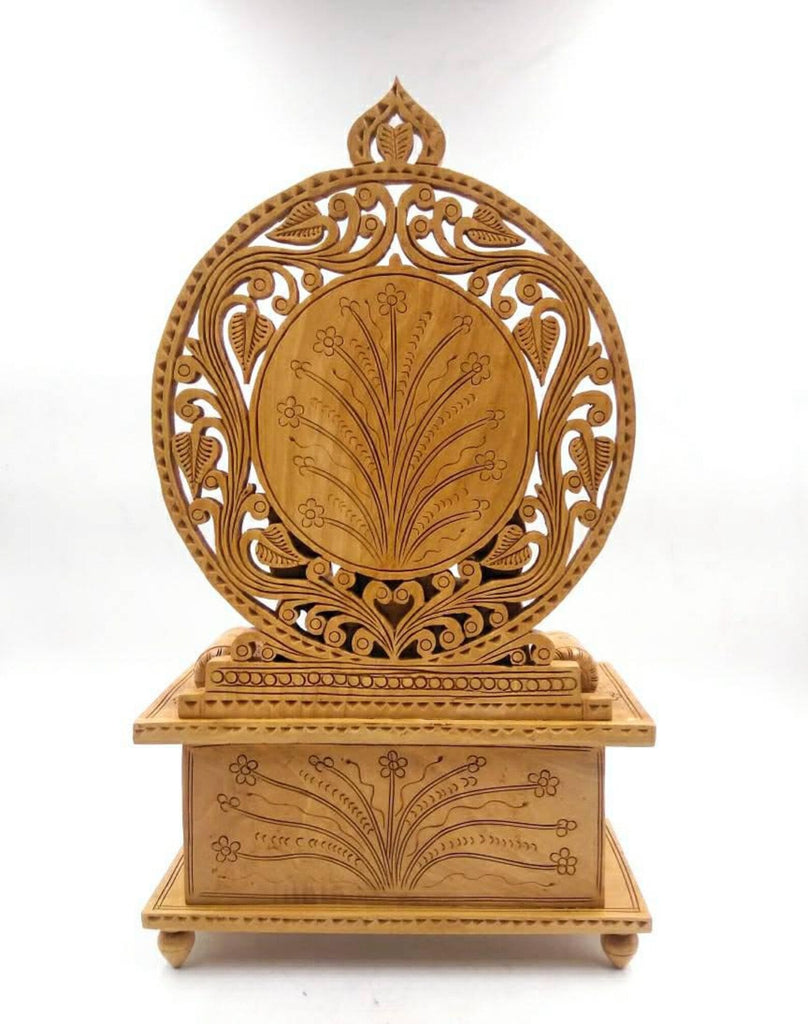 13 Inch Wooden Ganesha Sitting on Undercut Base