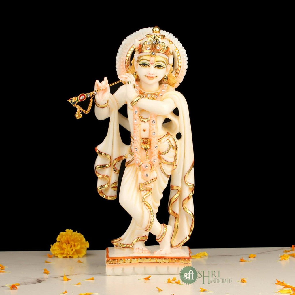 12 Inch Krishna Marble Dust Idol