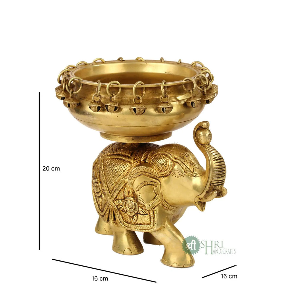 Brass Elephant Urli Bowl with Bells