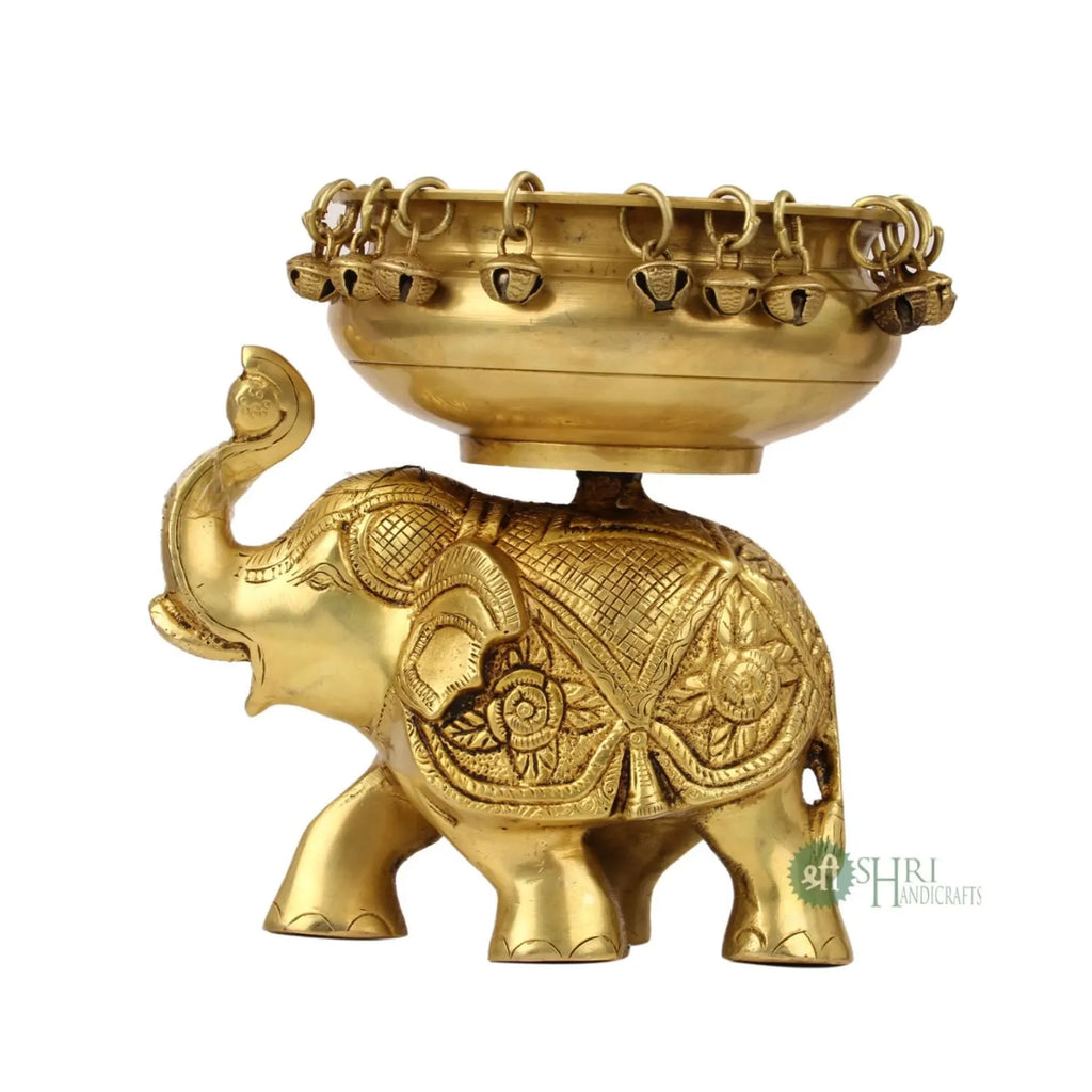 Brass Elephant Urli Bowl with Bells