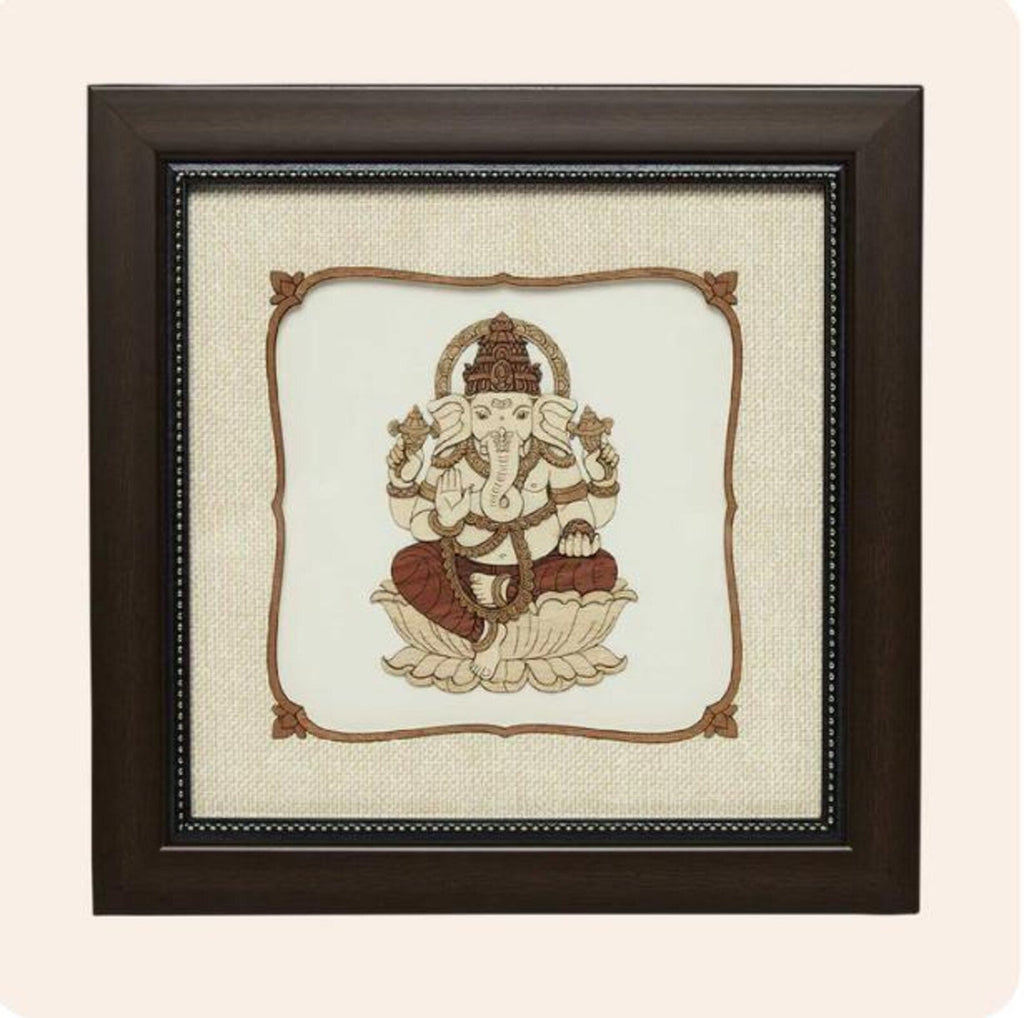 Ganpati Wood Art Frame 8 in x 8 in