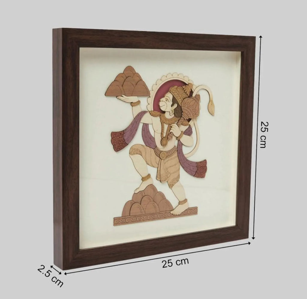 Hanuman Wooden Art Frame â€“ 10 x 10 Inches