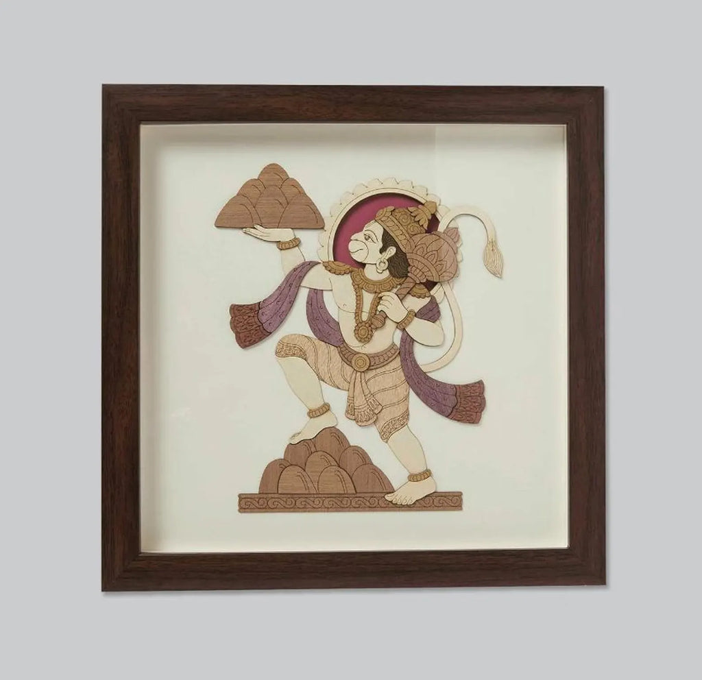 Hanuman Wooden Art Frame â€“ 10 x 10 Inches