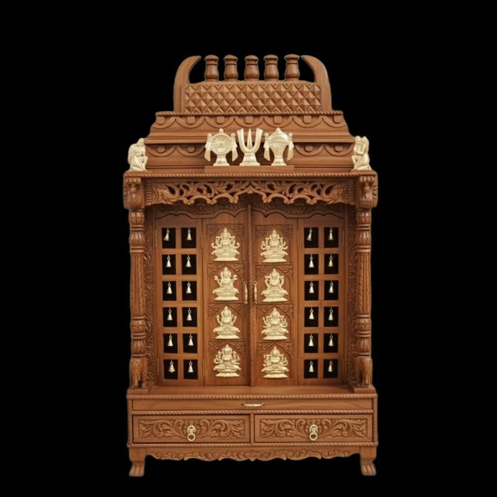 Puja mandir ashth Lakshmi Home temple Handmade Customizable Home Wooden Temple solid teakwood hand carved unique Large Wooden Handcrafted