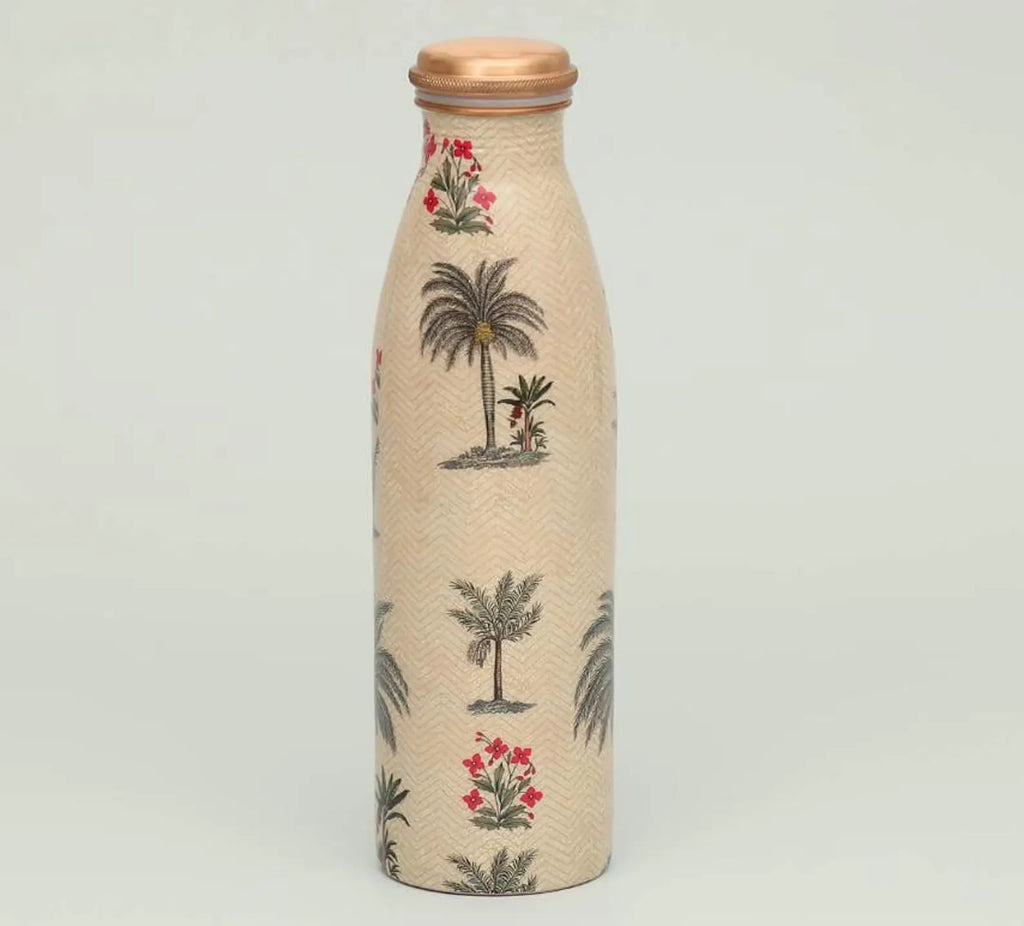 Chevron Palm Pure Copper Water Bottle