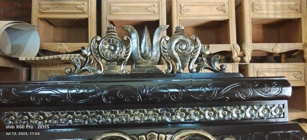 Home temple South Indian design solid teakwood Handmade traditional unique design Teakwood Home Temple: Customizable Carved Wooden Mandir