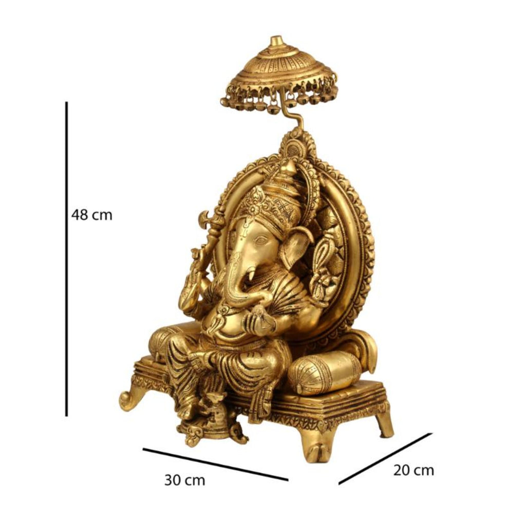18 Inch Handcrafted Heavy Brass Ganesh Idol