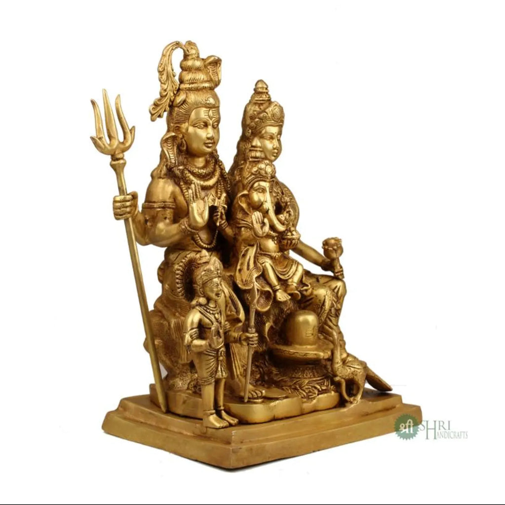 15 Inch Handcrafted Brass Shiv Parivar Idol