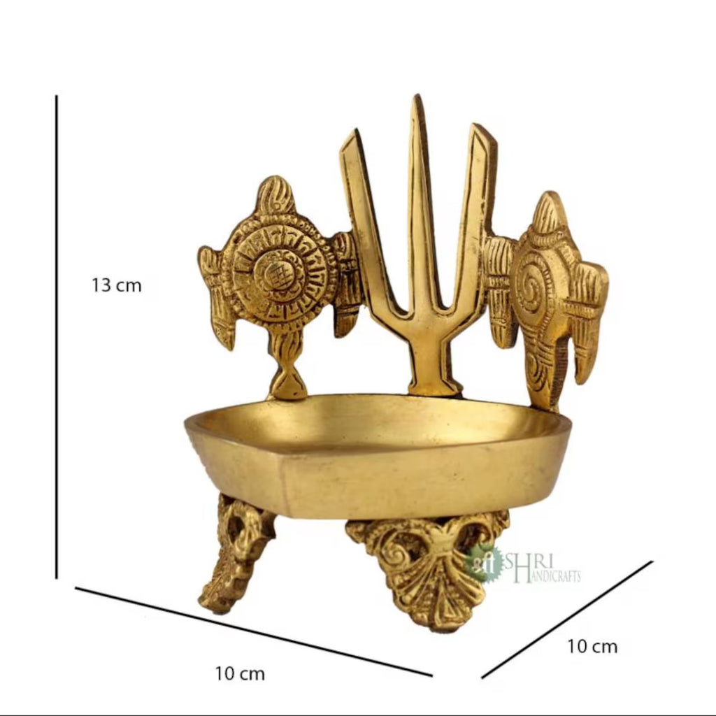 5 Inch Brass Shanku Chakra Namam Diya