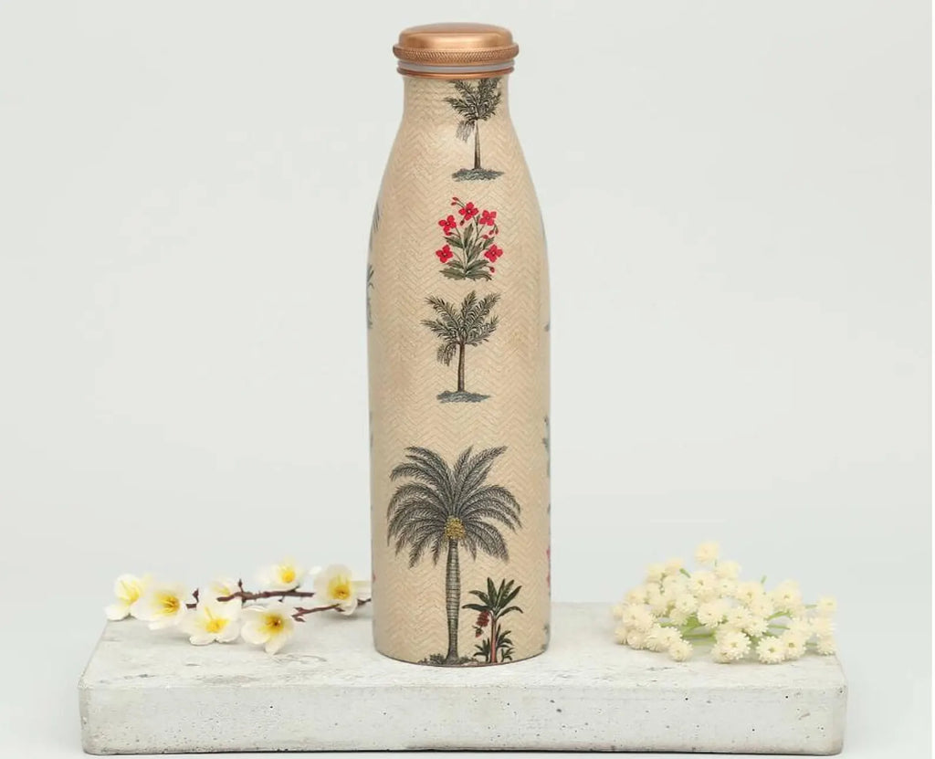 Chevron Palm Pure Copper Water Bottle