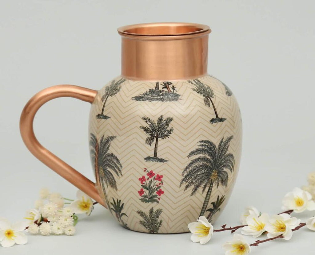 Chevron Palms Pure Copper Jug Set