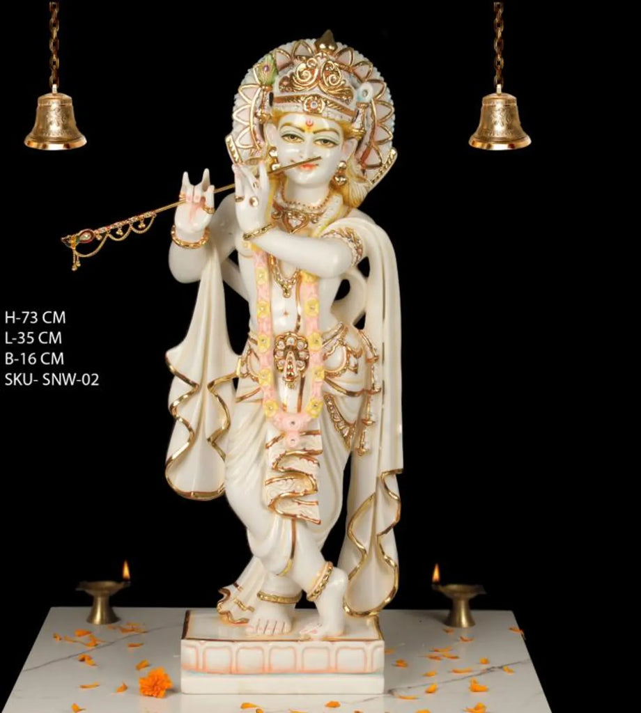30 Inch Krishna with Flute in Marble Dust