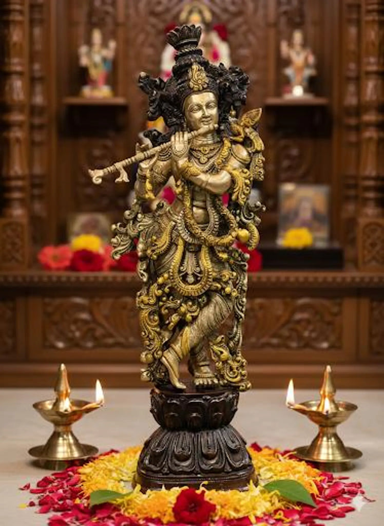 29 Inch Brass Lord Krishna Statue
