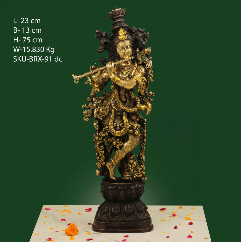 29 Inch Brass Lord Krishna Statue