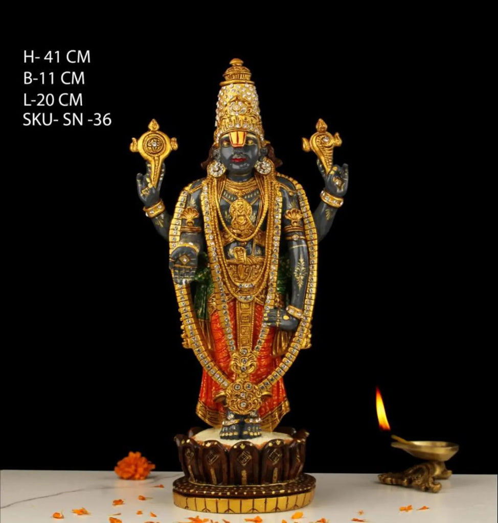 15 Inch Tirupati Standing Hand-Painted Resin Idol