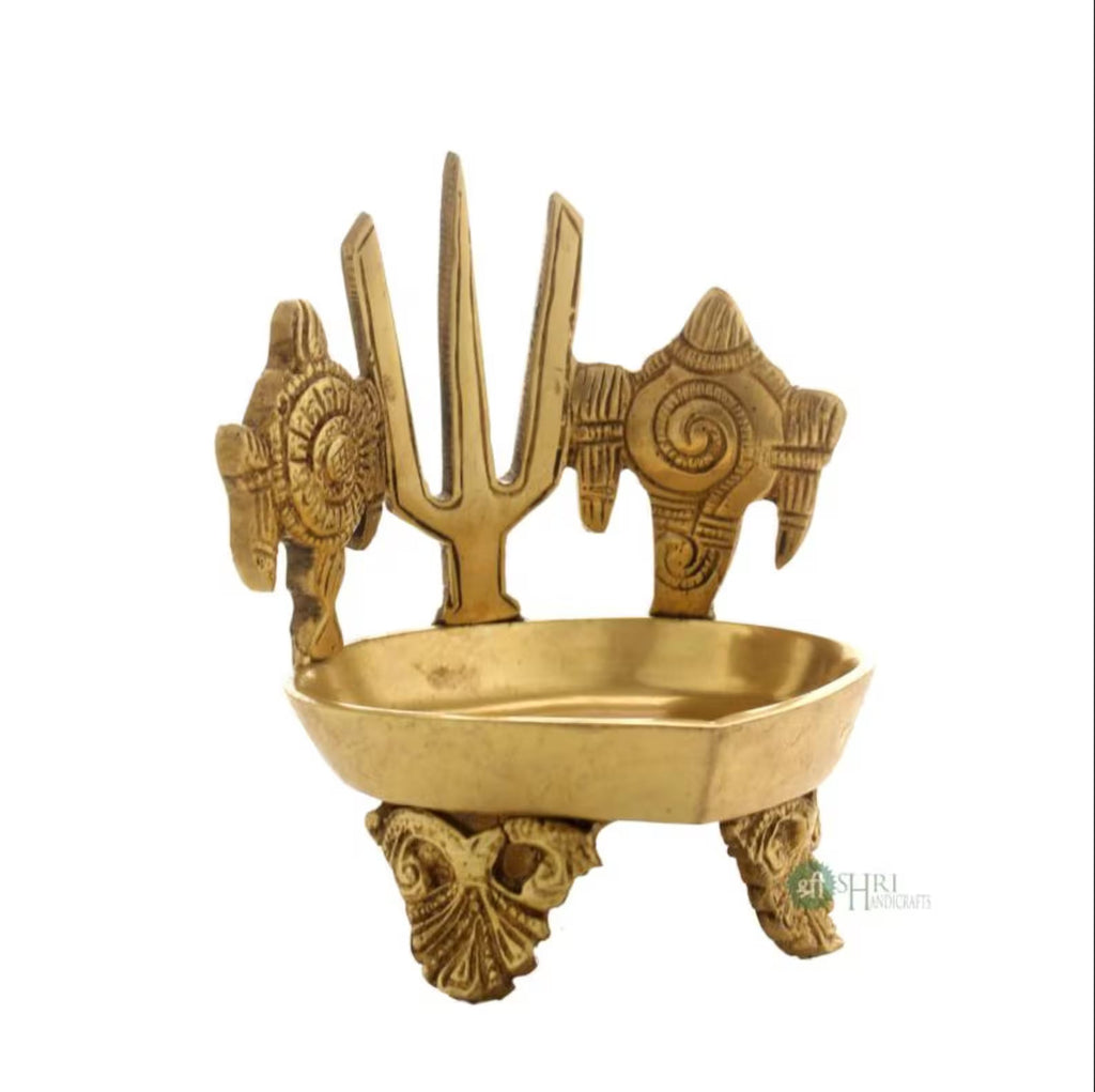 5 Inch Brass Shanku Chakra Namam Diya