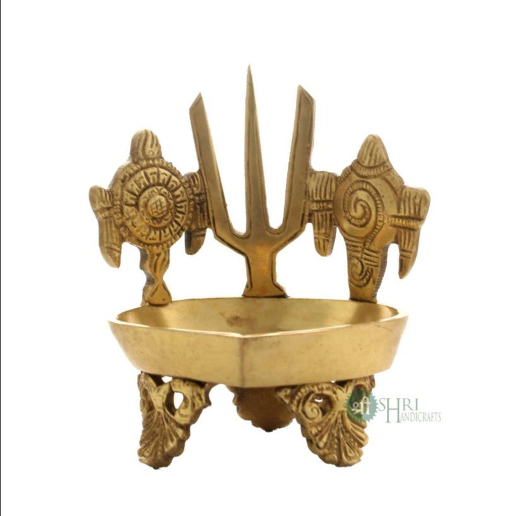 5 Inch Brass Shanku Chakra Namam Diya