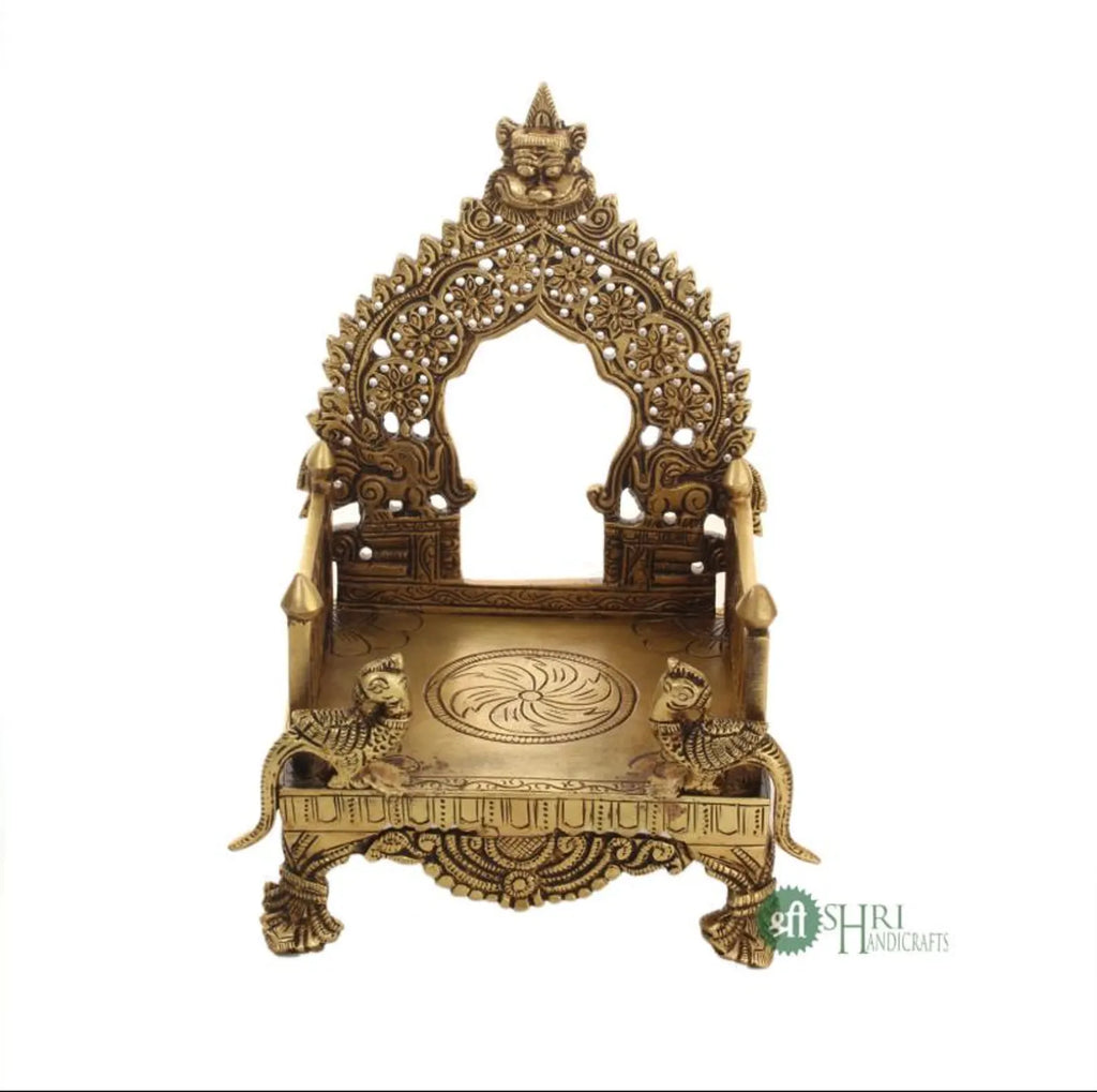 8 Inch Brass Singhasana – Handcrafted Divine Throne for Idols (1.52 kg)