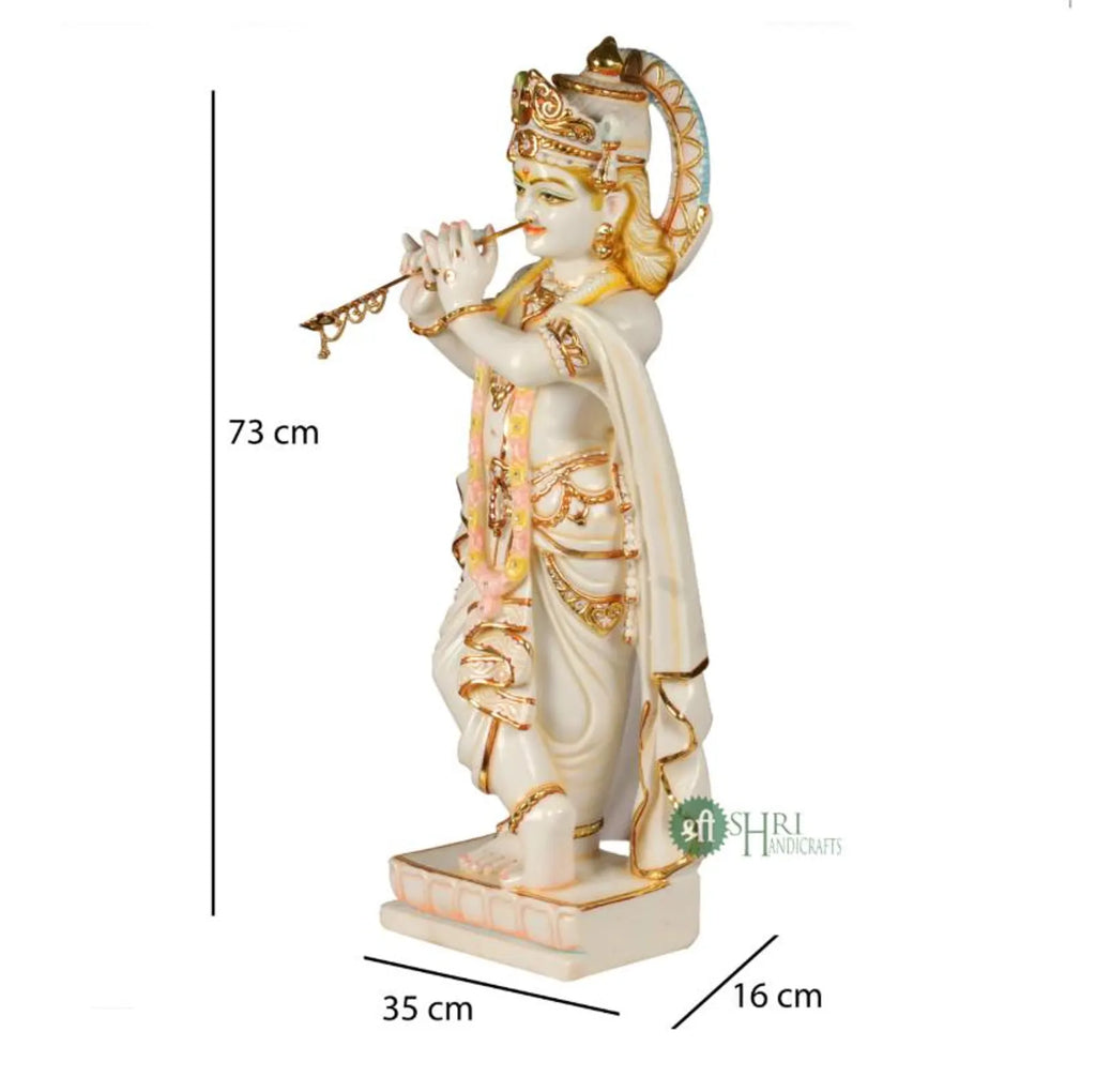 30 Inch Krishna with Flute in Marble Dust