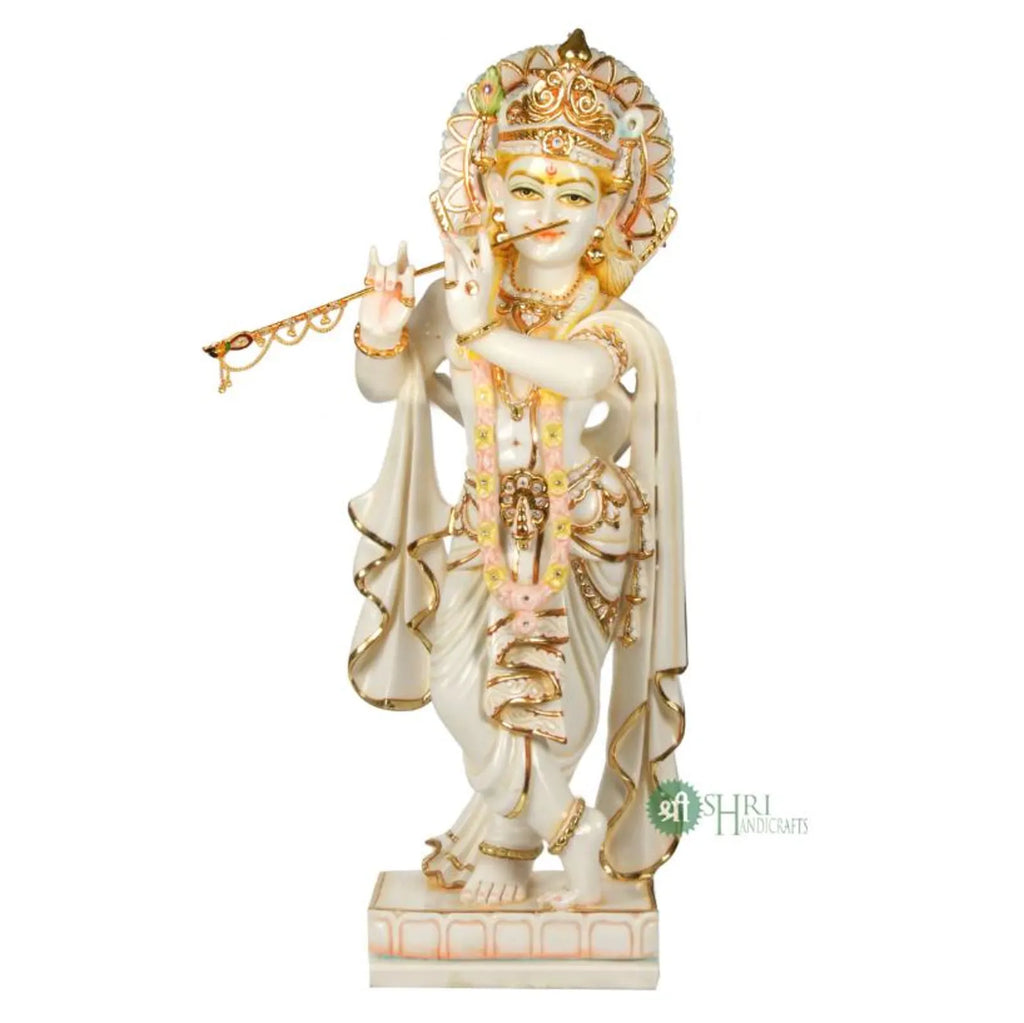 30 Inch Krishna with Flute in Marble Dust
