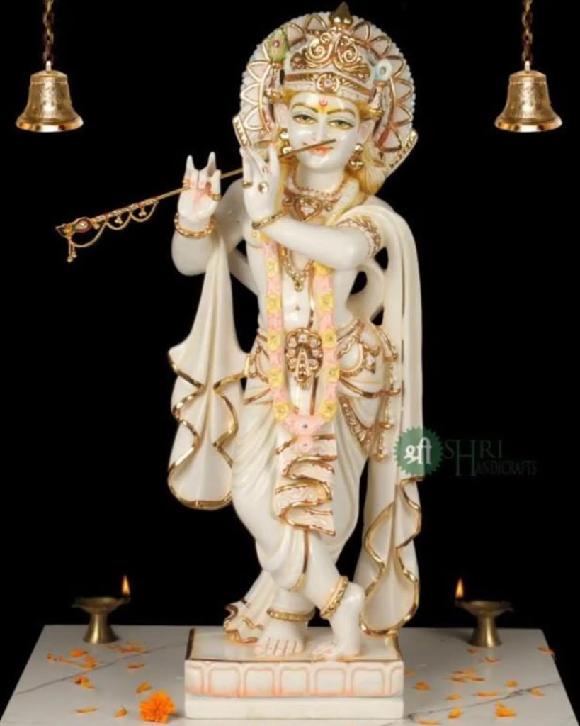 30 Inch Krishna with Flute in Marble Dust