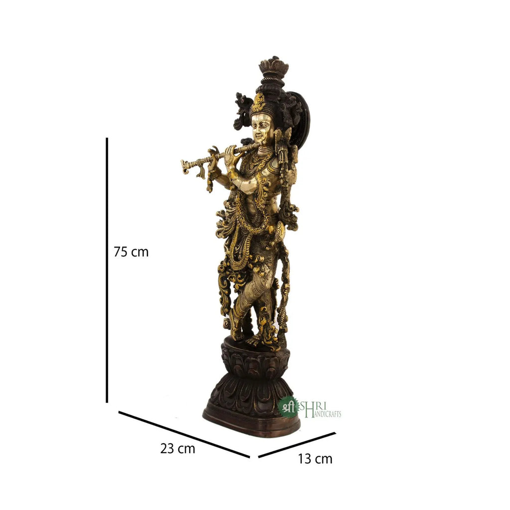 29 Inch Brass Lord Krishna Statue