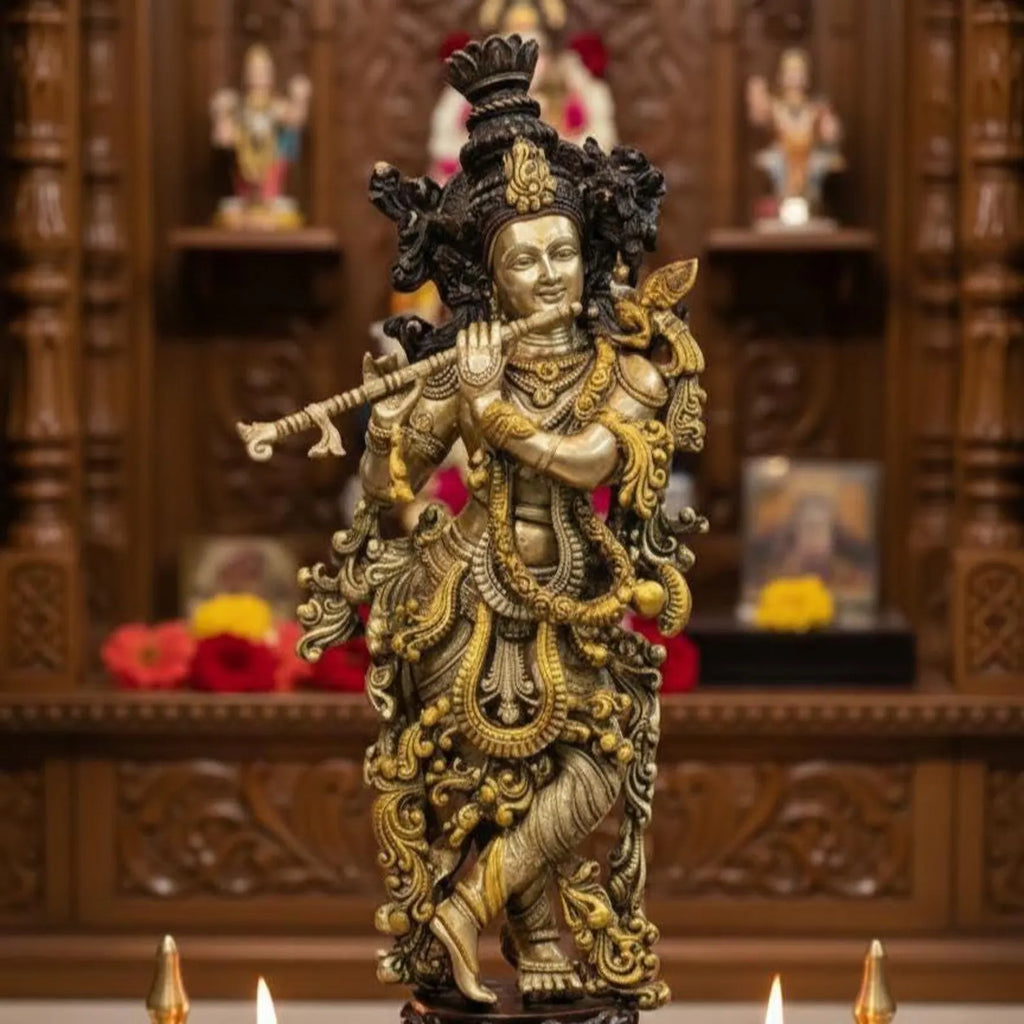 29 Inch Brass Lord Krishna Statue