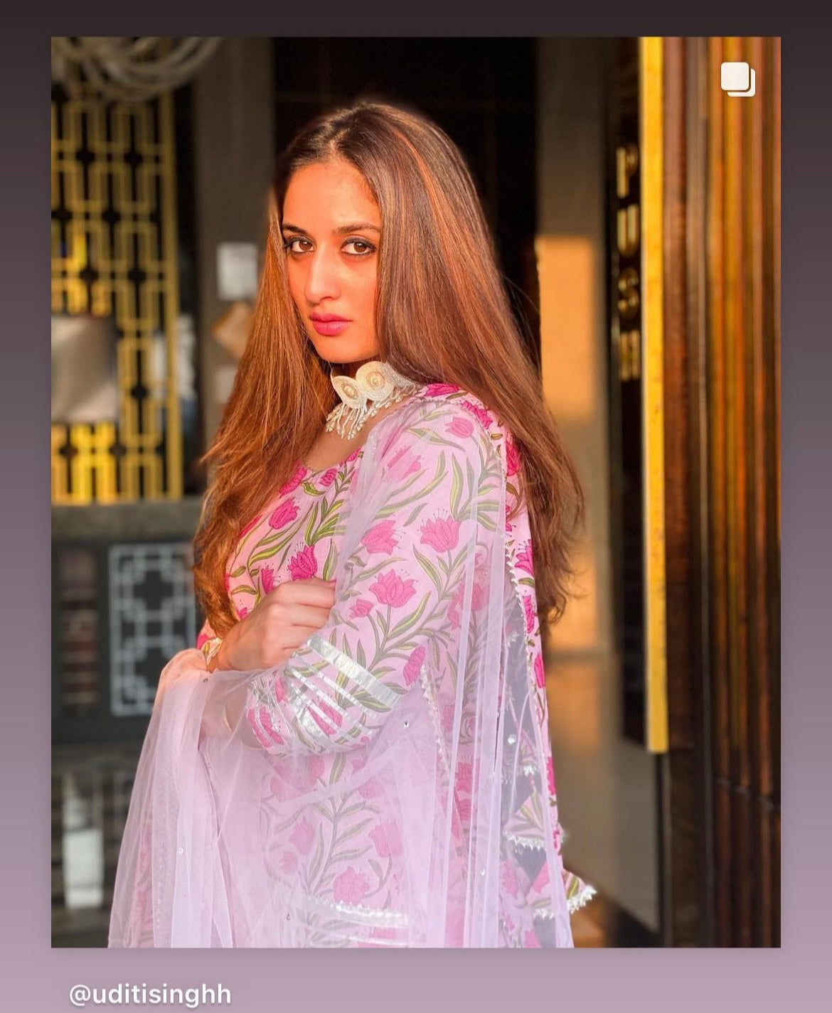 Women's Tulsi Pink Cotton Hand Block Skirt Set
