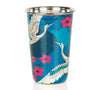 Aerial Moments Steel Tumbler Set of 2 | Crane & Floral Print Stainless Steel Glasses