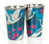 Aerial Moments Steel Tumbler Set of 2 | Crane & Floral Print Stainless Steel Glasses
