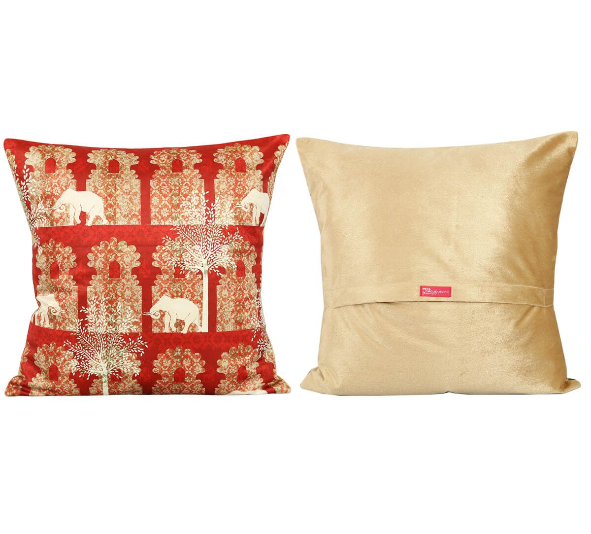 Ancient Haathi Blended Velvet Cushion Cover Set of 5 (18" x 18")