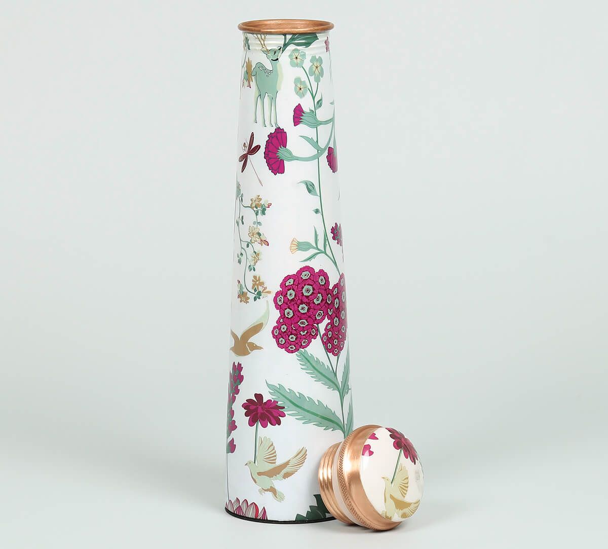 Grey Floral Galore Tapered Copper Bottle