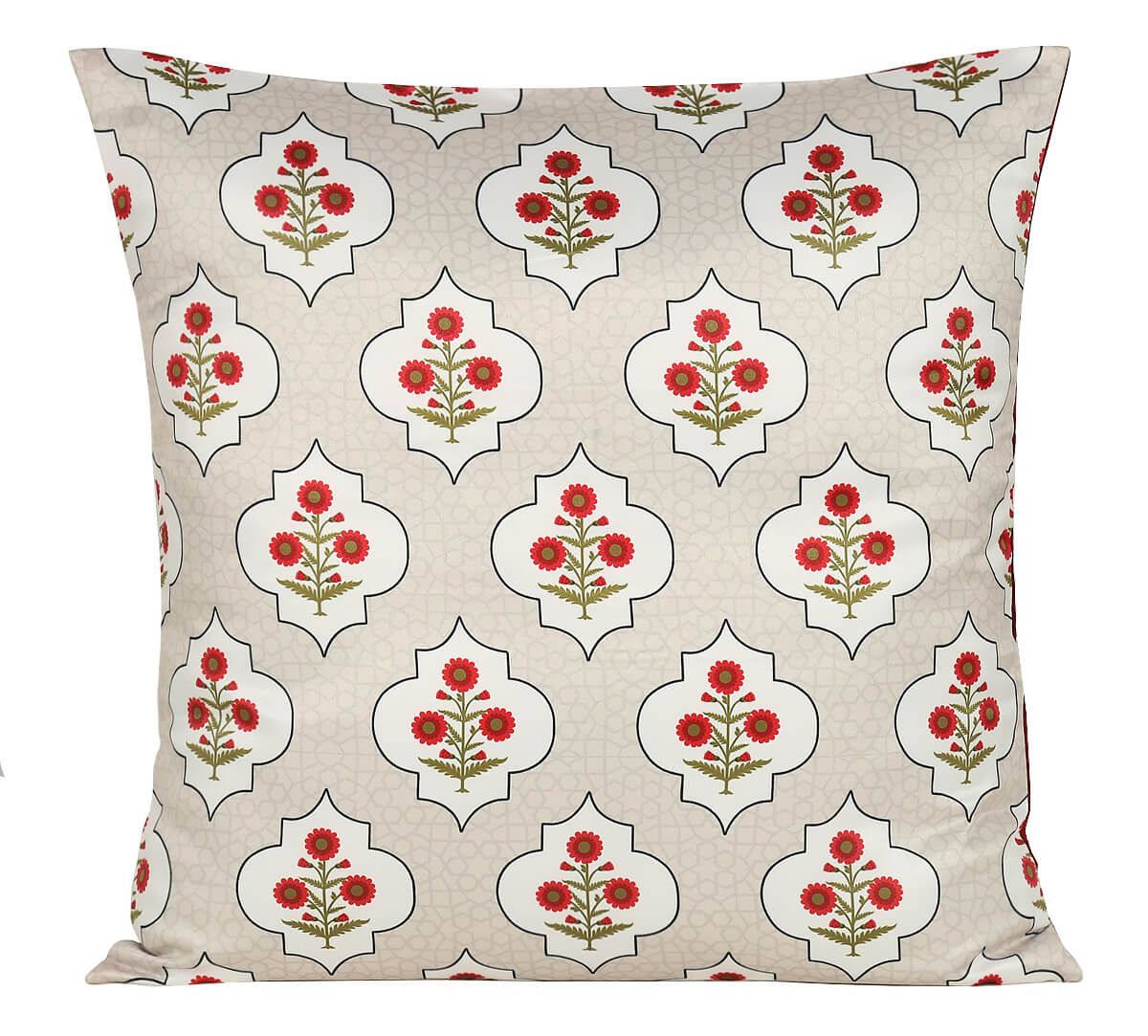 Grey Poppy Flower Satin Blend Cushion Cover Set of 5