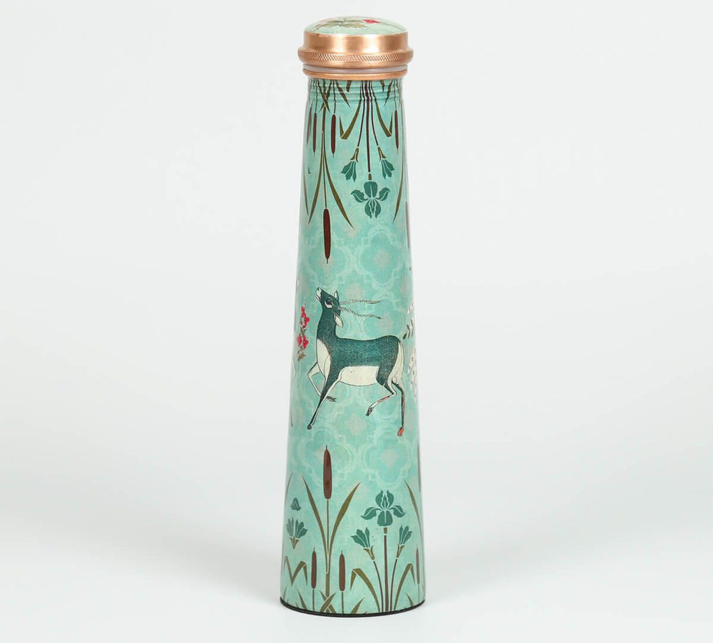 Mirroring Deer Garden Tapered Copper Bottle