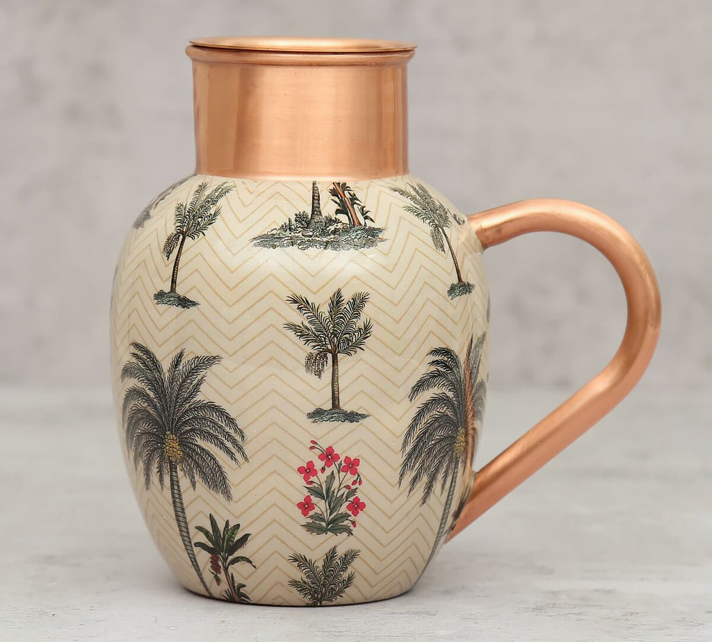 Chevron Palm Copper Jug Set