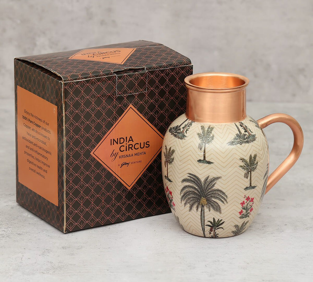 Chevron Palm Copper Jug Set