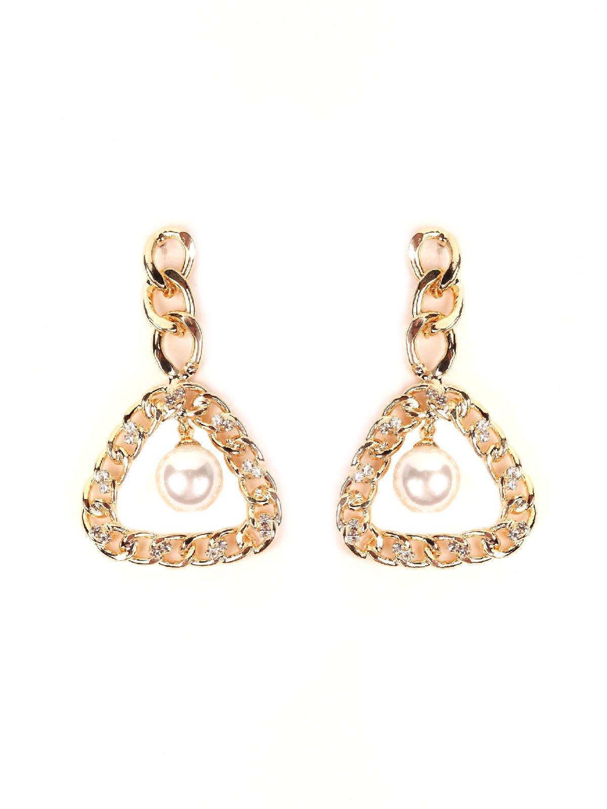 Women's Interlinked Chained Pearl Drop Earring