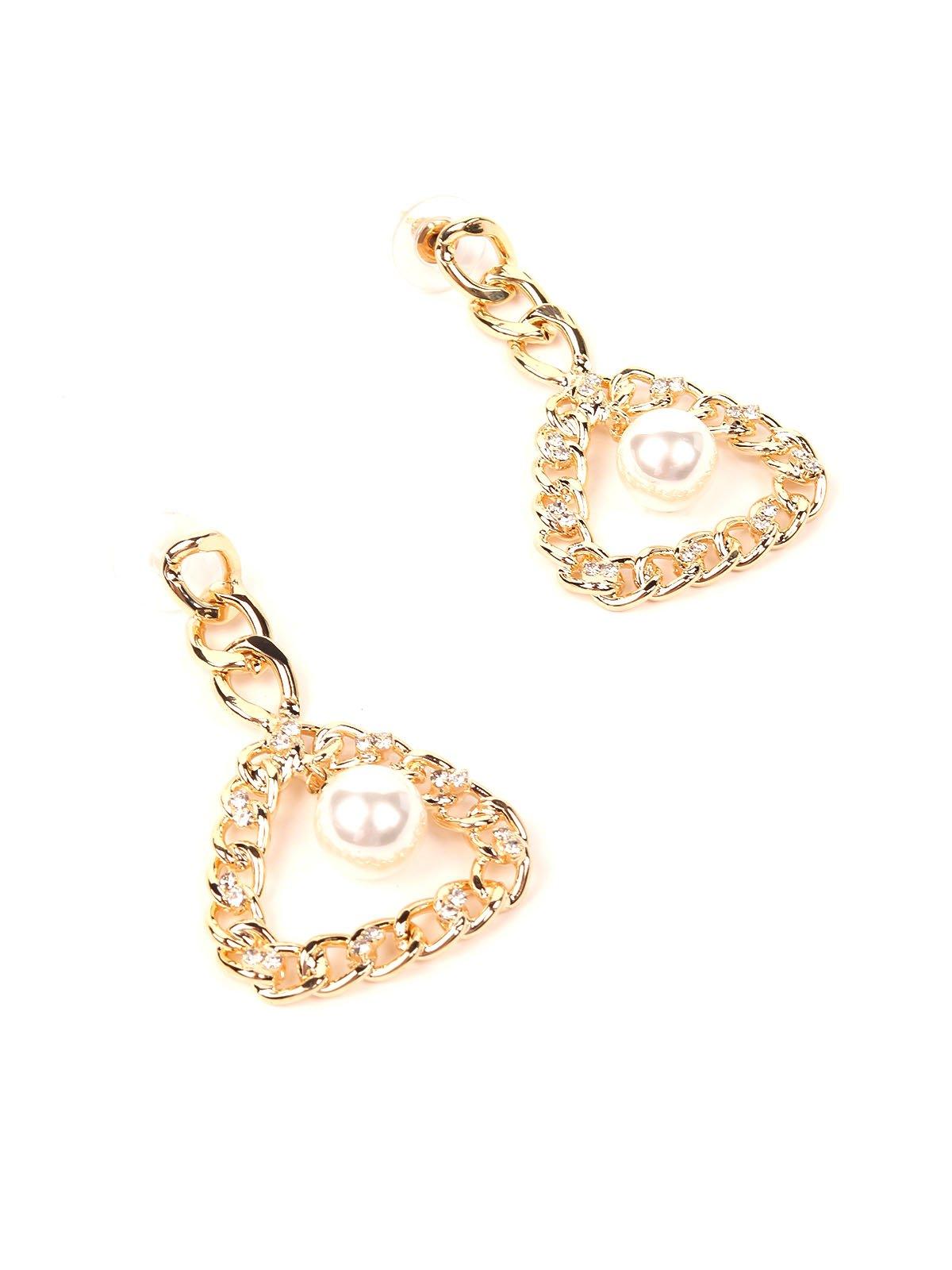 Women's Interlinked Chained Pearl Drop Earring