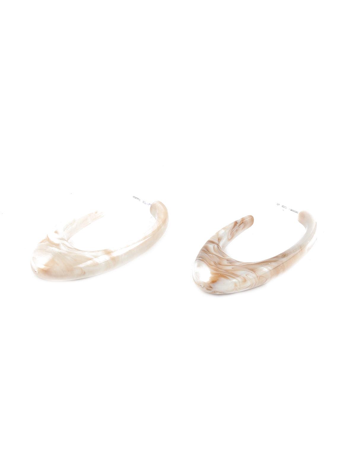 Women's Ivory Marbleized Open Hoop Earring