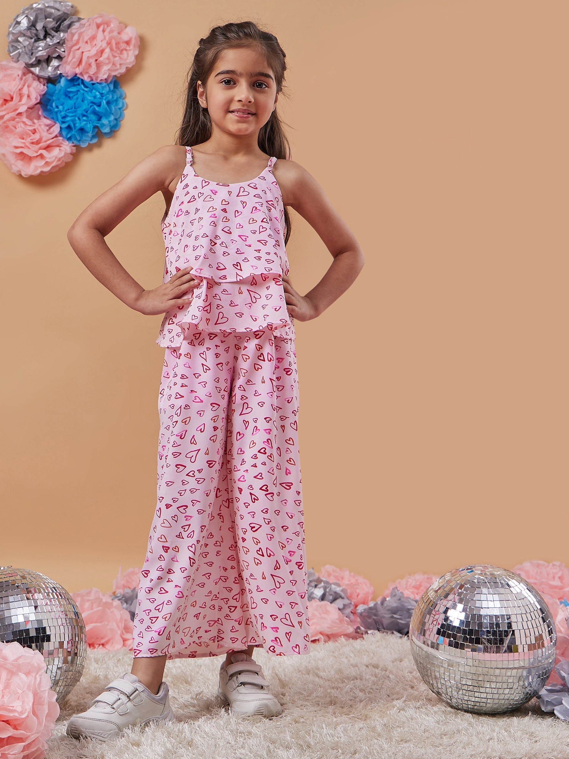 Girls Conversational Printed Basic Jumpsuit - PS Peaches