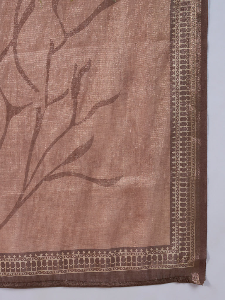 Women's Brown Erode Silk Digital & Hand Work Kurta Set