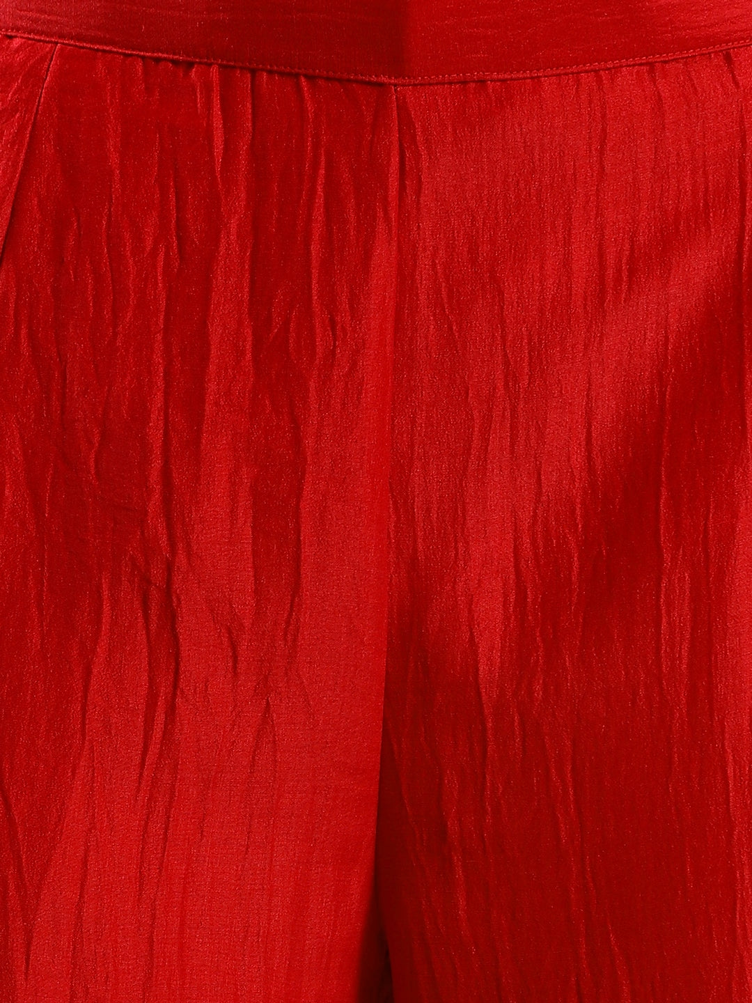 Women's Red Chinon Embroidered Straight Kurta With Trouser & Dupatta - Navyaa
