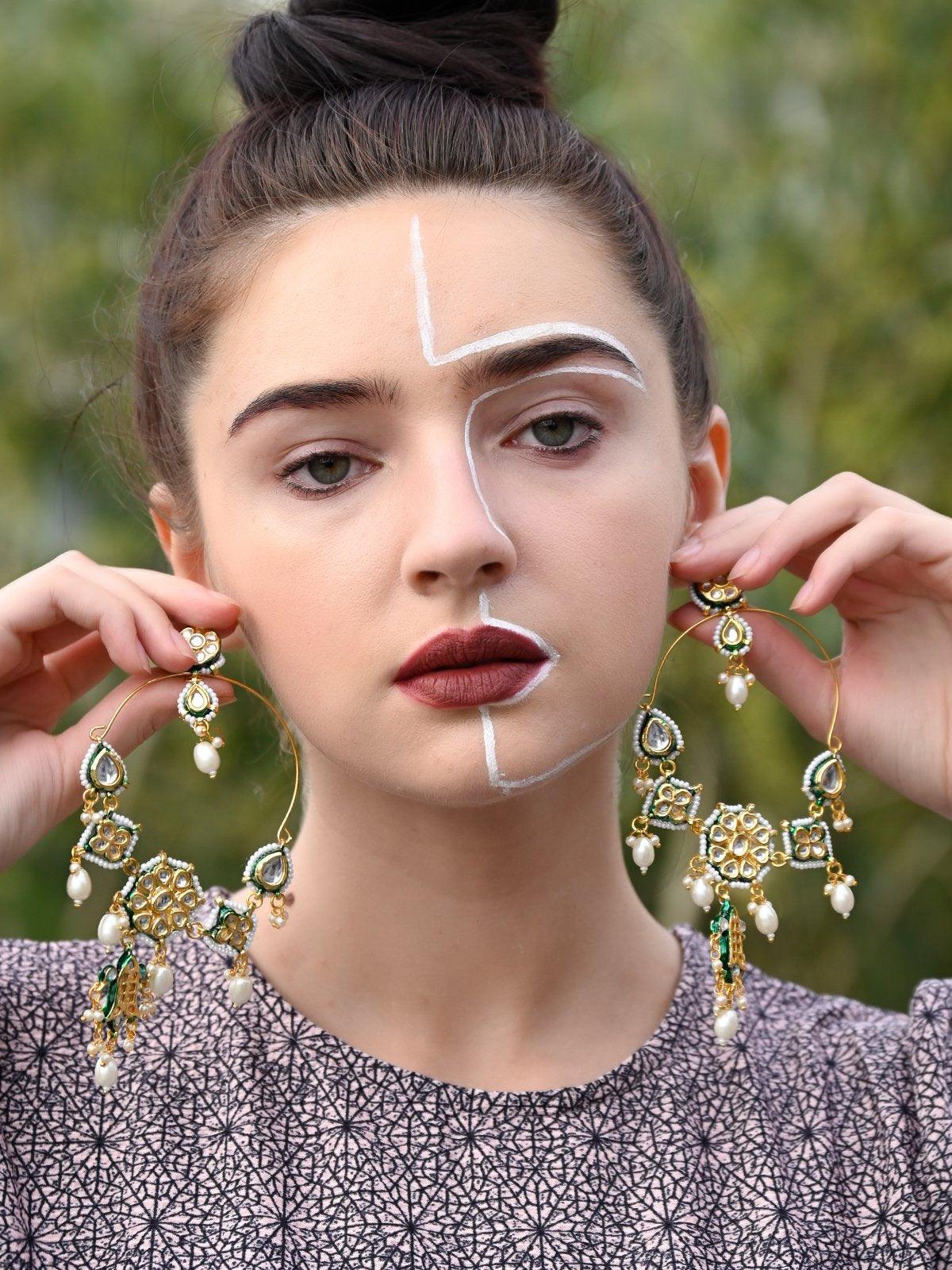 Women's Kundan Earring With Indian Motif